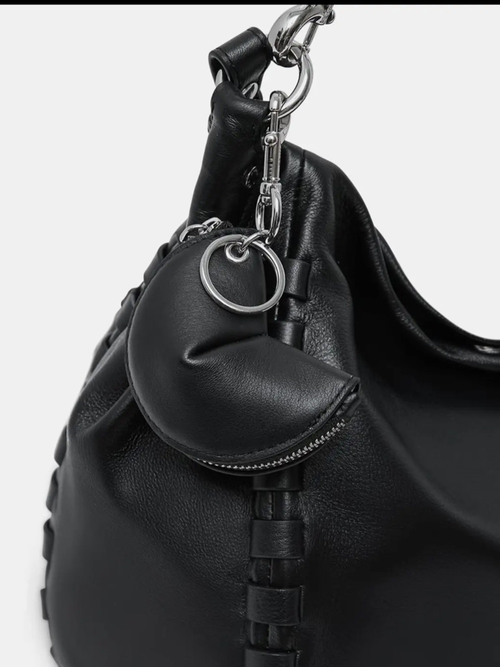 Aimee Kestenberg Fortune Black Leather Zip Charm/Bag Charm - Picture 2 of 2